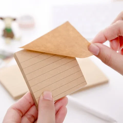 

Retro Simple Kraft paper Horizontal line stickers Sticky Notes decorative Memo Pad Paper Sticker DIY stickers Fridge N times