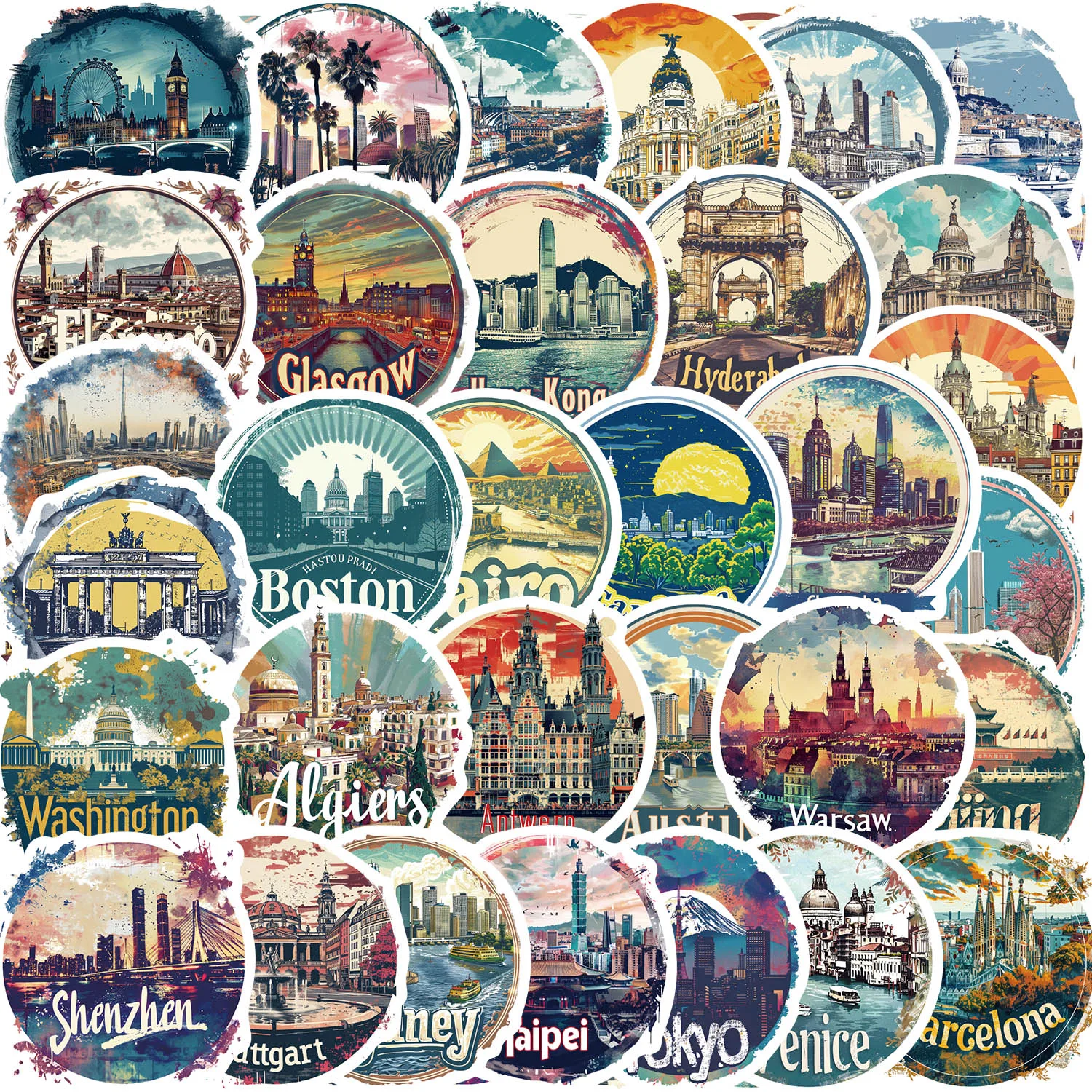 50PCS Stadt Collage Lee Designsca Graffiti Aufkleber Dekorative Gepäck Wasser Tasse Telefon Fall Gitarre Wasserdicht Aufkleber Spielzeug