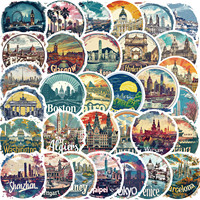 50PCS City Collage Lee Designsca Graffiti Sticker Decorative Luggage Water Cup Phone Case Guitar Waterproof Decal Toy