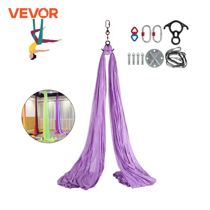 VEVOR Aerial Yoga Hammock Kit,11YD9.2FT Yoga Swing Set, Antigravity Ceiling Hanging Yoga Sling with Carabiners Daisy Chain