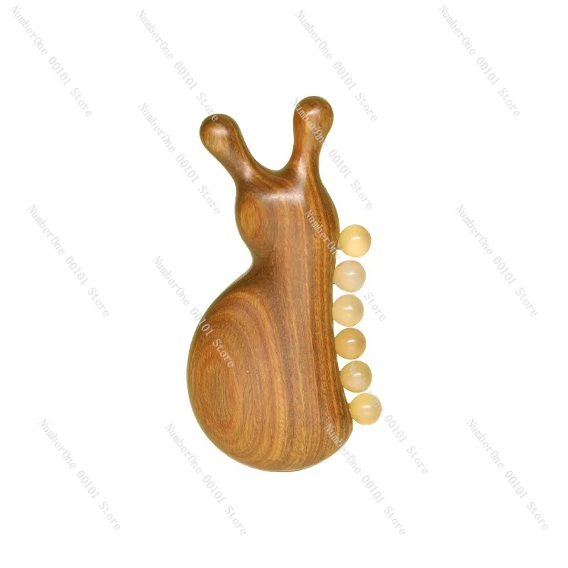 Natural Green Sandalwood Snail Horn Massage Comb Multifunction Eye Face Shoulder Neck Body Gua Sha Tool Portable Home