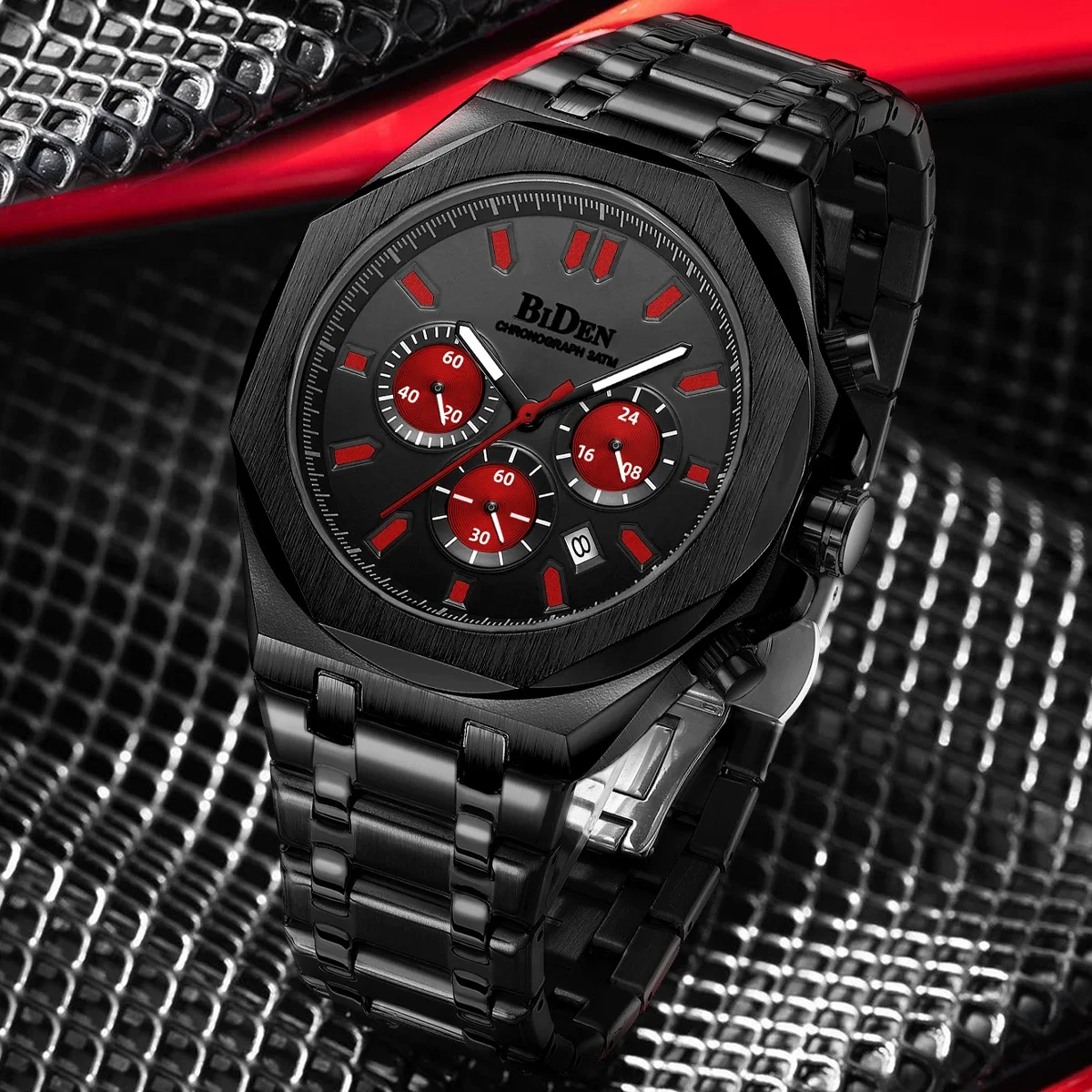 2024 New Luxury Men's Quartz Watch 30M Waterproof Automatic Date Watch Men's Stainless Steel Sports Timing Watch Men's Clock