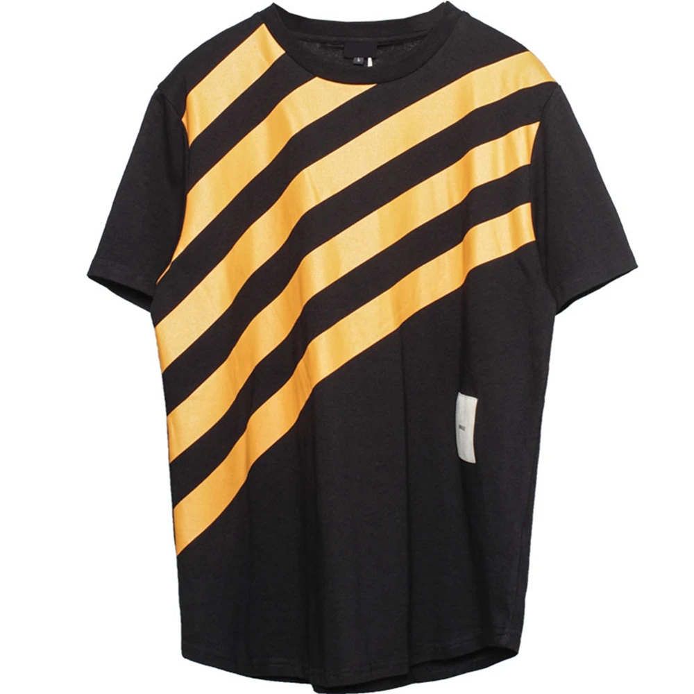 AOGZ Harajuku Striped Printed Short-sleeved Summer T-shirt Men Oversize Casual Loose T Shirt Cotton Hip Hop Fashion Streetwear