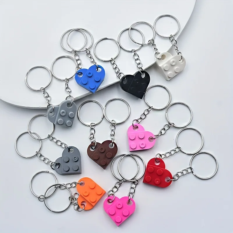 Heart Keychain Small Brick Matching Pendant for Couples