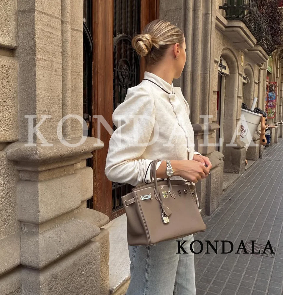 KONDALA Eleganter Schicker Schlanker Damen-Blazer 2026 Trendige Kontrastfarben Verzierte Knöpfe Blazer Damen Streetstyle Pendler-Blazer – Detail 2