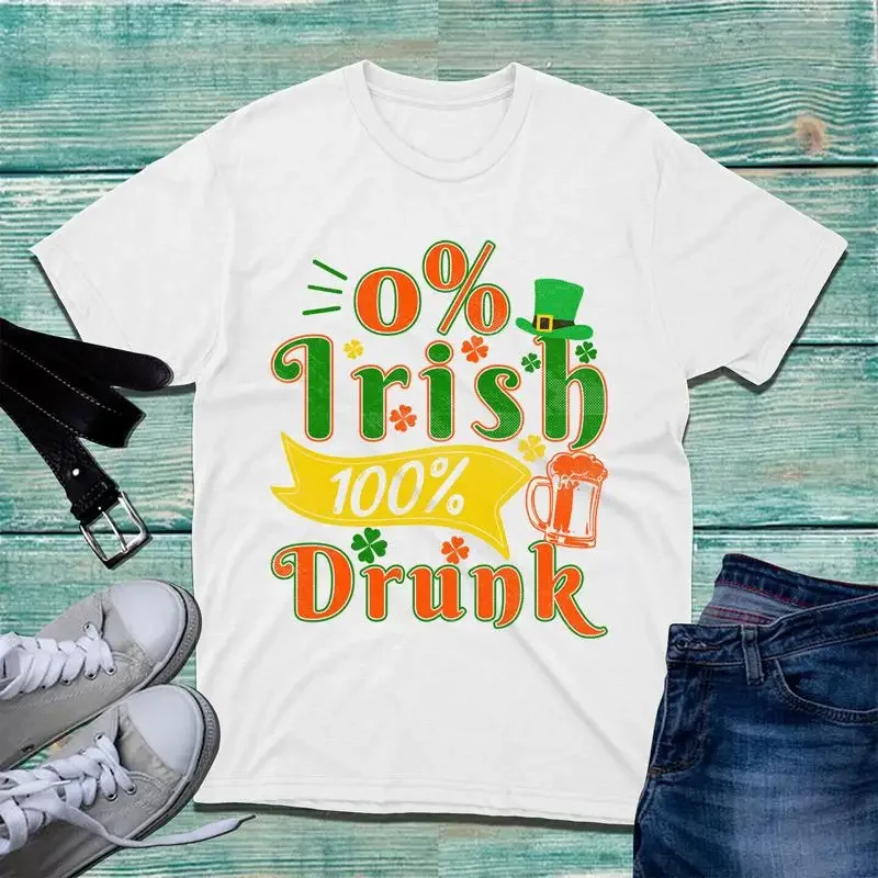 Camiseta divertida del Día de San Patricio con diseño de 0 irlandeses y 100 bebidas alcohólicas