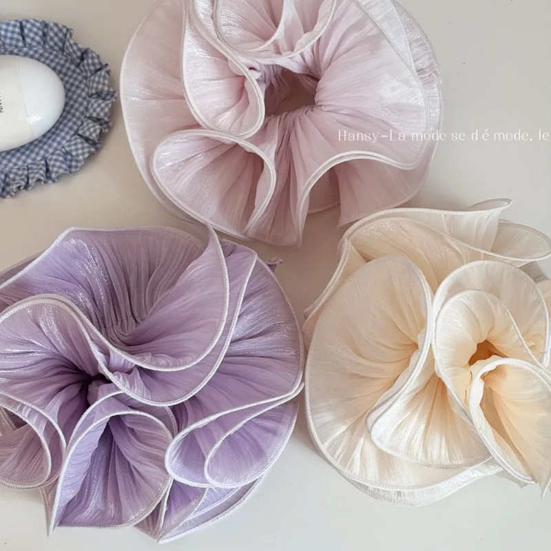 

Мерсеризованная многослойная резинка для волос с гофрированным краем, женская, премиум-класса, для волос, в стиле «большая кишка», резинка-резинка для волос