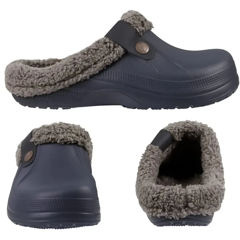 Comwarm Winter Colgs Slippers Men's Shoes Waterproof House Shoes Fur Shoes Plush Slippers Bedroom Blurred Shoes Outdoor Interior