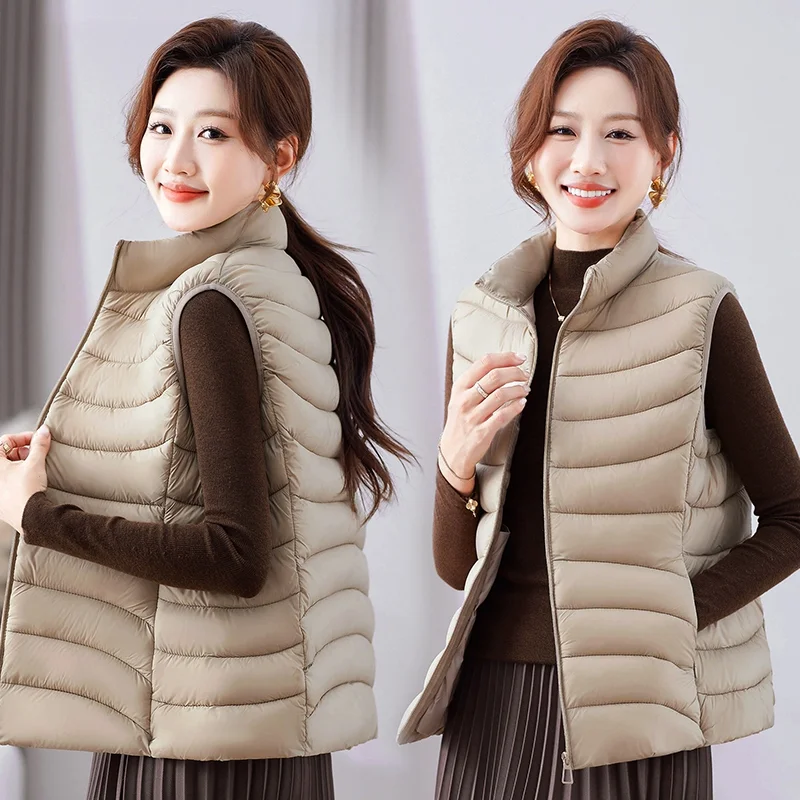 Cardigan a collo alto con tasca con cerniera tinta unita da donna, gilet casual, giacca alla moda