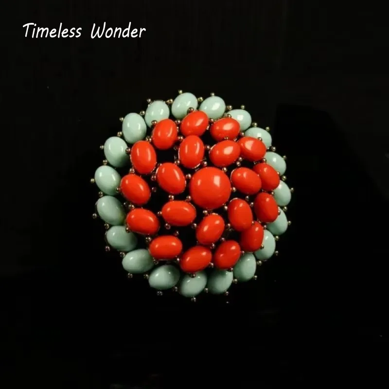 

Timeless Wonder retro geo stone Brooch Pins for Women Designer Jewelry Runway Top Luxury Cute Rare Sweet Gift Xmas 3521