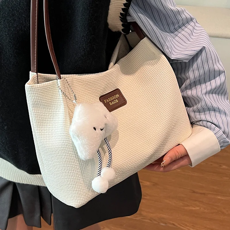 حقيبة يد نسائية ذات سعة كبيرة تتصادم بفتحة كبيرة وحقيبة كتف بسيطة للتنقل وحقيبة دلو #5