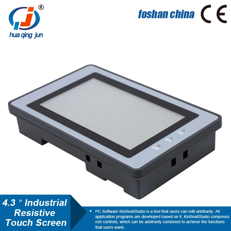Huaqingjun 4.3 بوصة HMI RS485 232 الاتصالات DC10-30V شاشة تعمل باللمس ل PLC