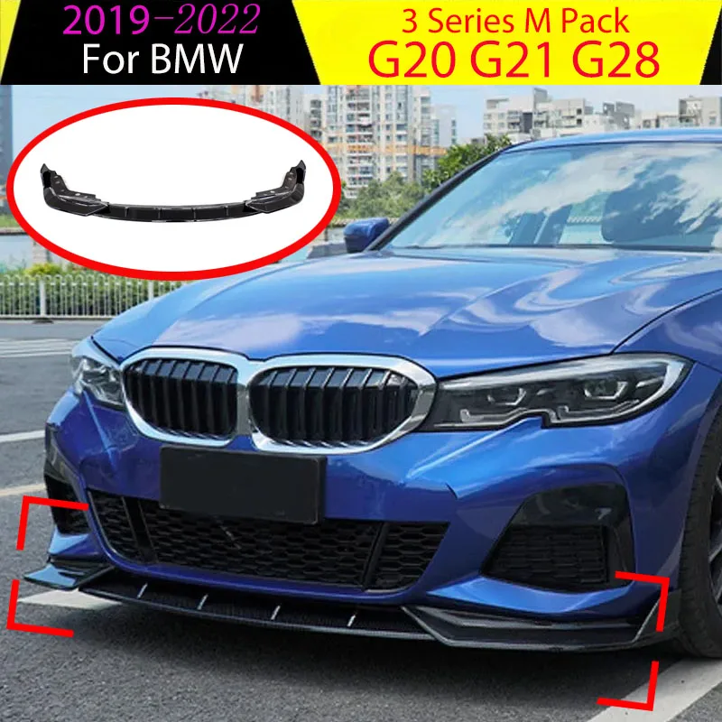 

Car Front Bumper Lip for BMW 3 Series G20 G21 G28 2019-2022 M Pack Splitter Lip Spoiler Diffuser Guard Exterior Body Kit Auto