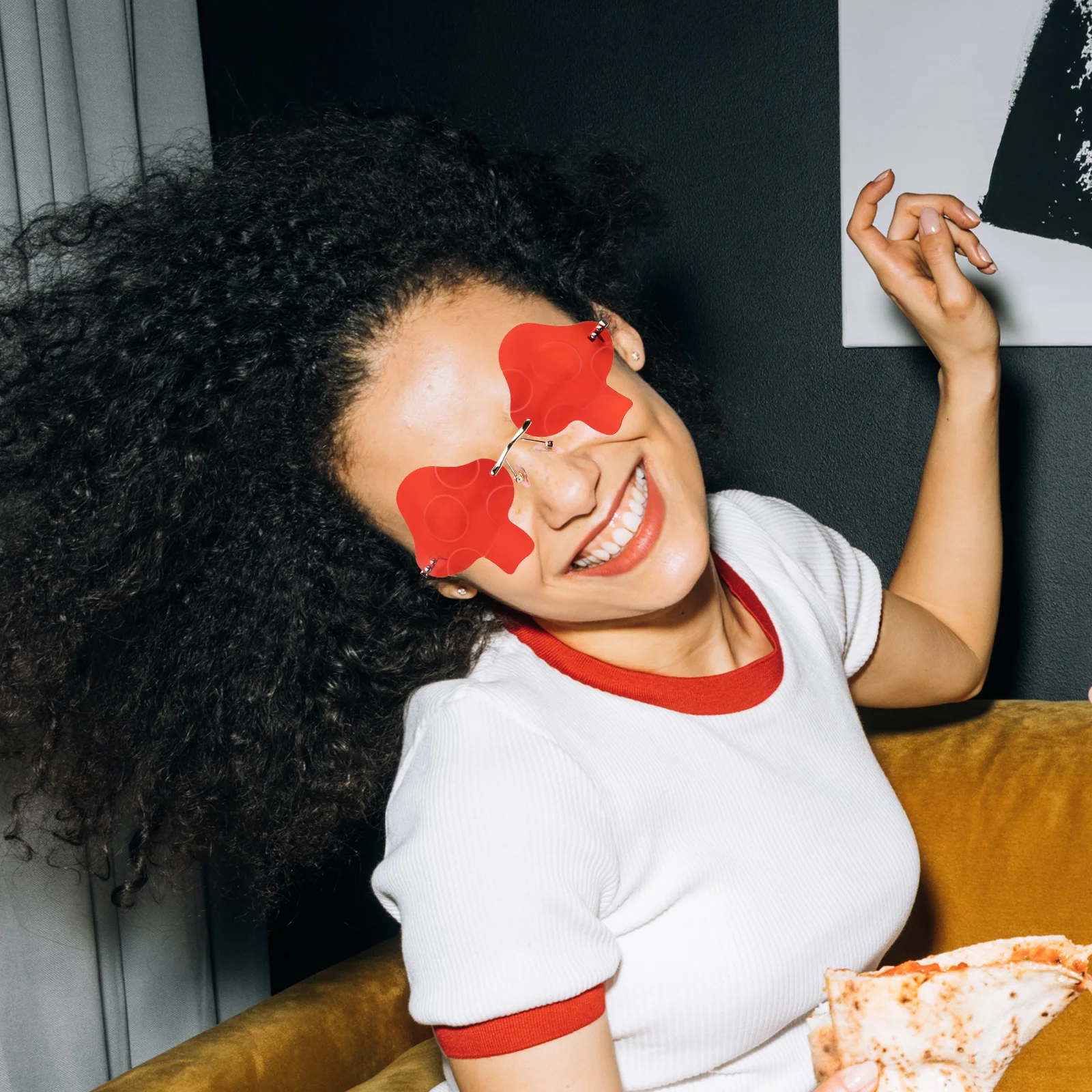 

Mushroom Shaped Sunglasses Creative Rimless Metal Funny Irregular Fashion Glasses for Women Men Kids Party Supplies Photography