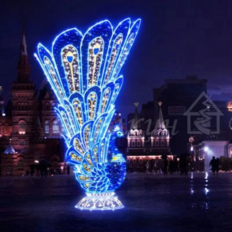 زينة عيد الميلاد الطاووس أدى ضوء عزر 3D