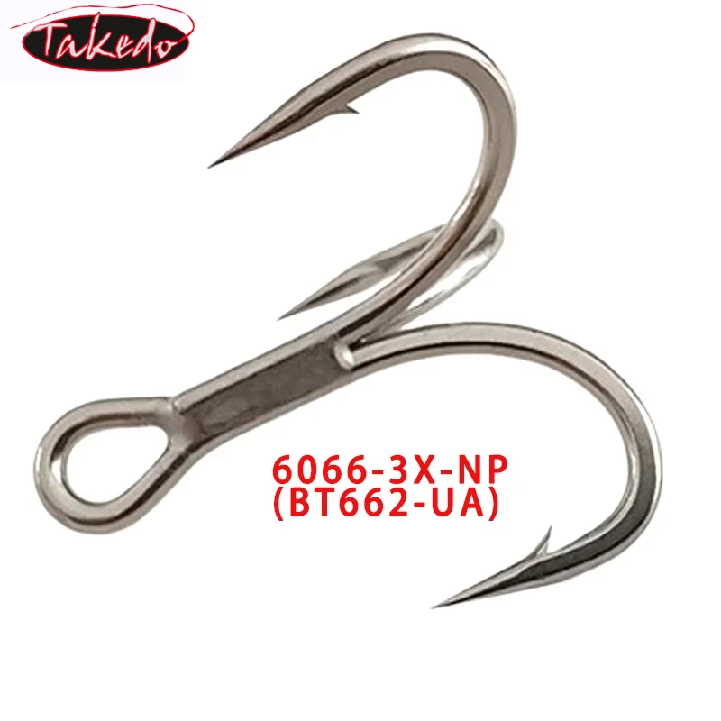 TAKEDO 6066-3X-NP bk* Treble Hook BT662-UA Triple Fishing Hooks 2# - 16# UltraAntirust Fishhook For Saltwater Freshwater Fishing