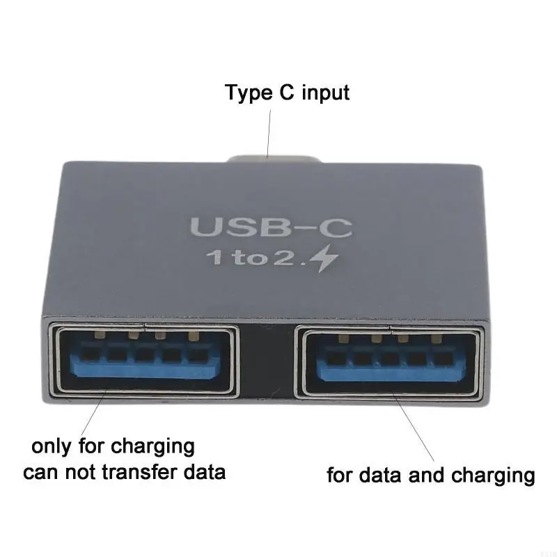 2 in 1 Type C USB3.0 Hub Docking Station 1 Male USB C, 2x USB Female 10Gbps Splitter HDD for Laptop Computer