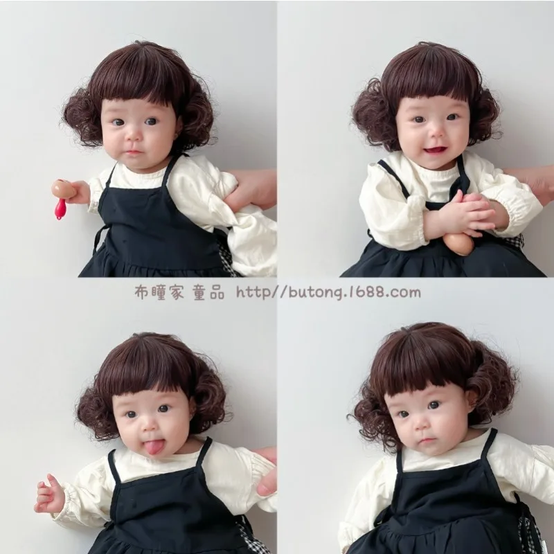 1pcs Baby Wig Children\'s Short Bob Photo Styling Boys and Girls Fashion Cute Funny Headwear Braid Hair Set