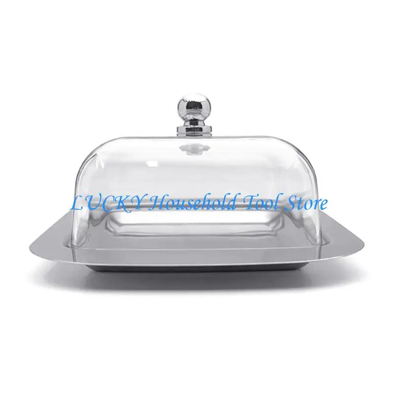 

J0MC Airtight Butter Dish with Plastic Lid Stainlesss Steel Butter Container for Countertop and Fridge Butters Storage Tray
