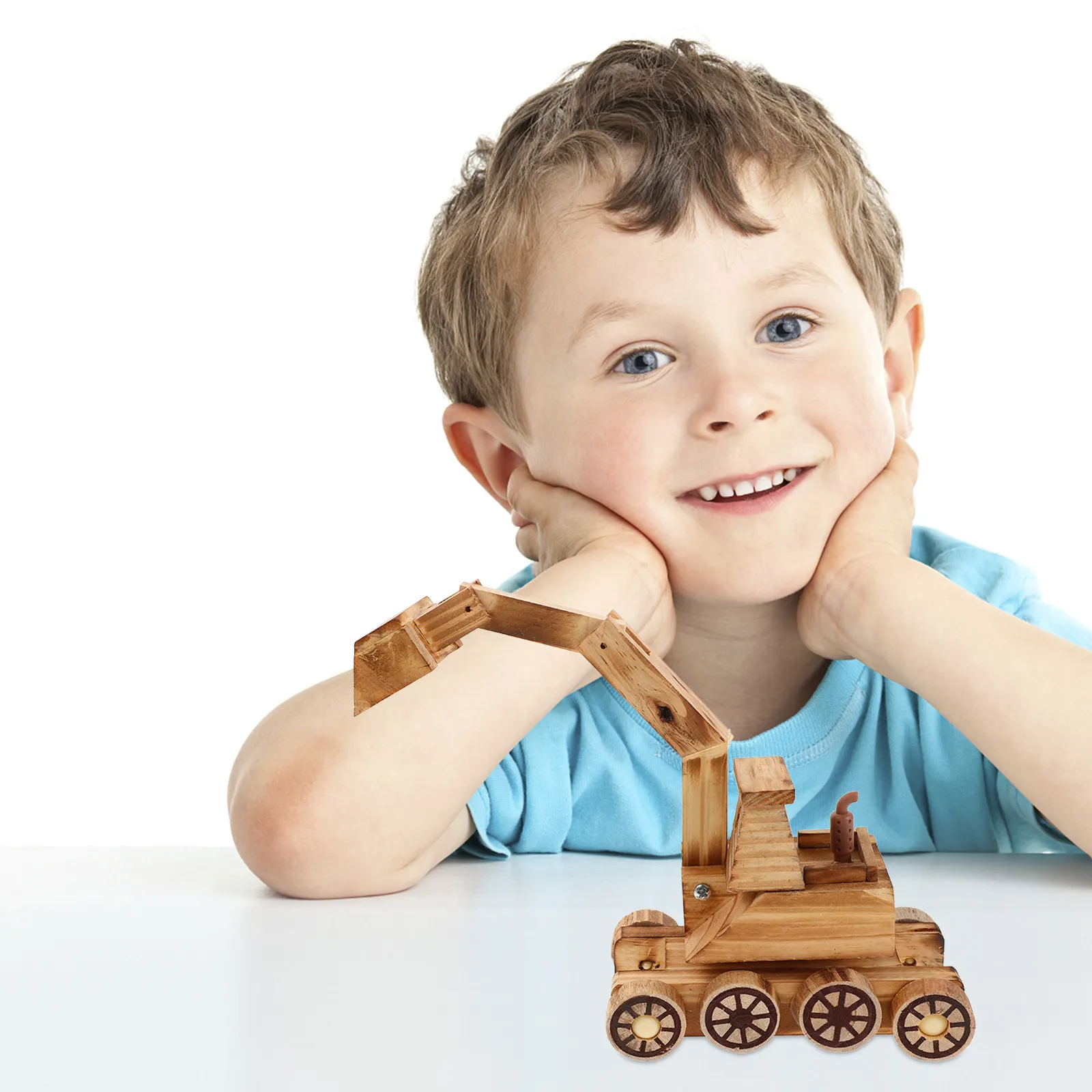 

Wooden Excavator Small Digger Vehicle Decorative Plaything Miniature Engineering Construction Car Popular