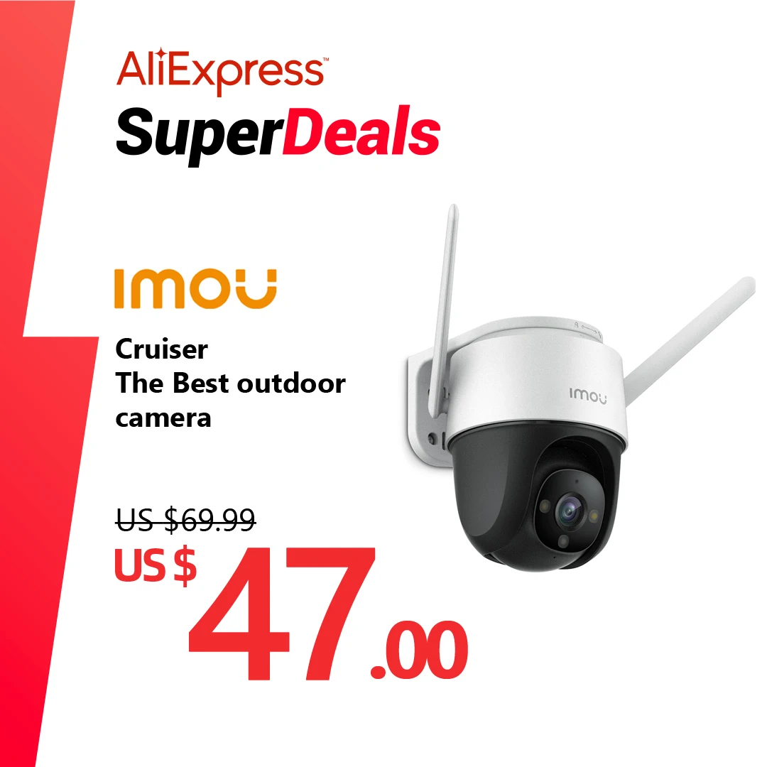 

IMOU Cruiser 2MP Full Color Wi-Fi PTZ Outdoor IP66 Weatherproof Record Night Vision AI Human Detection Camera