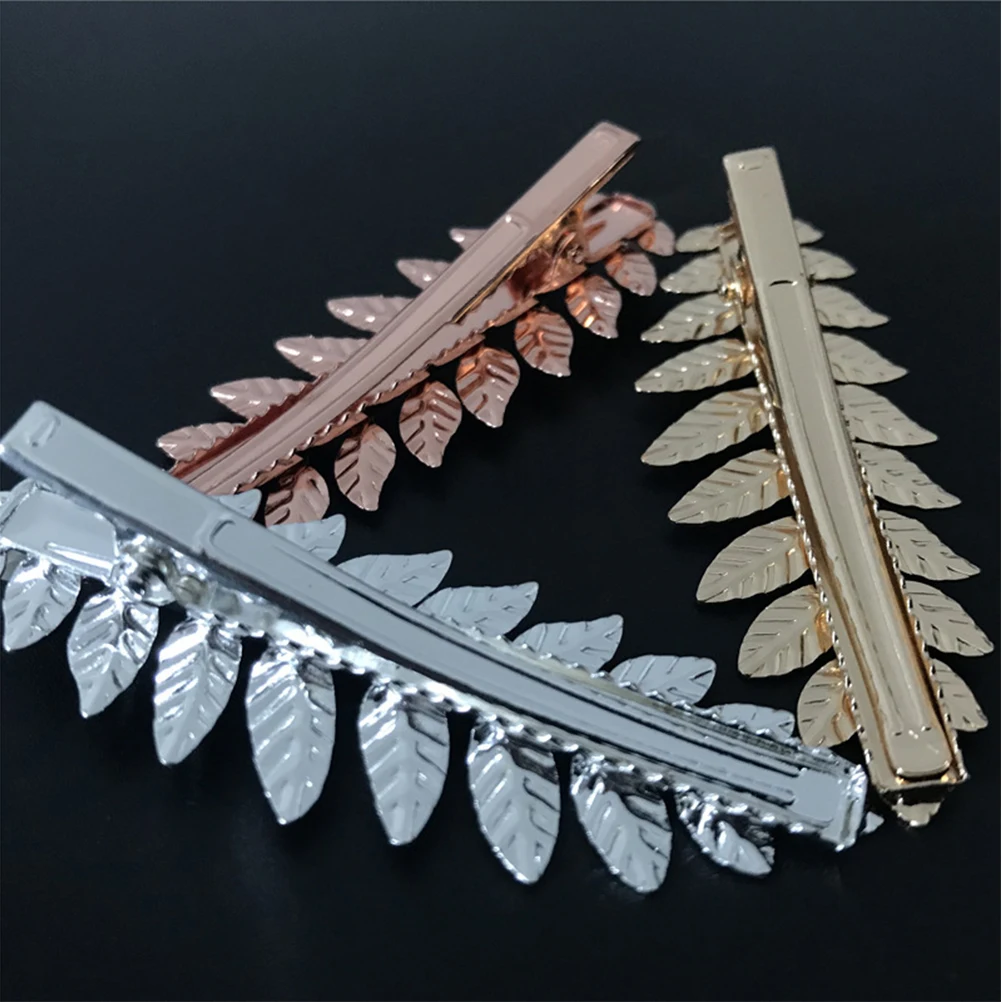 

6pcs Leaf Shaped Hair Clips Pearl Inlaid Barrettes For Women Girls Golden Silver Rose Gold Each Stylish Elegant Party