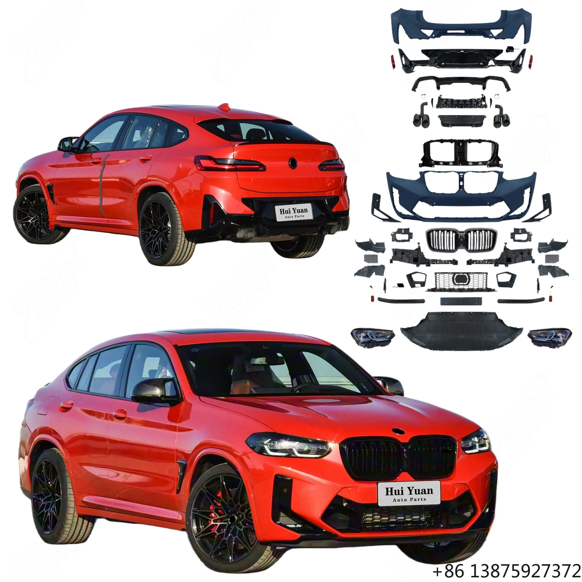 2025 New Design Body Kit for X4 G02 2018 2019 2020 2021 Upgrade to 2022 F98 LCI X4M Style Front Rear Bumper Grille Lamp Assy