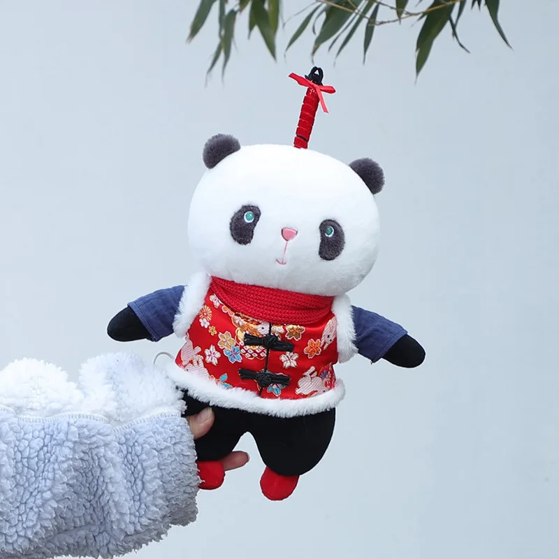 팬더 박제 키 체인 동물 봉제 팬더 애니메이션 인형 봉제 장난감 펜던트, 어린이 여아 학교 가방 선물, 신제품