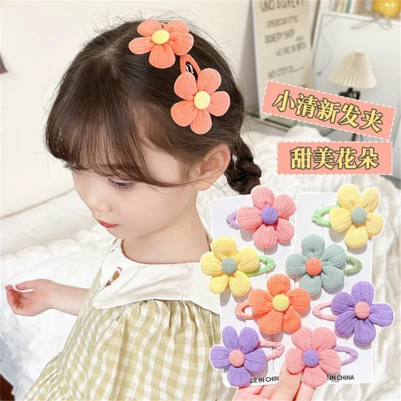 Horquillas de flores de colores para niña, pinzas para el pelo, tocado de tela, accesorios para el cabello, 1 par