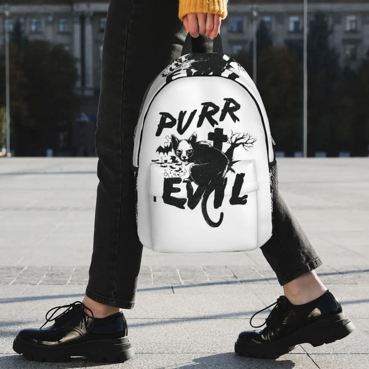 Purr Evil Backpack Student BookBag Men Women School Bag Laptop Shoulder Bags