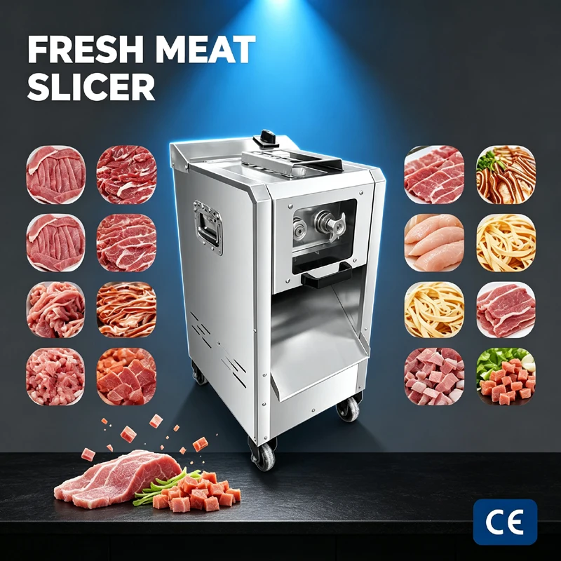 Vertical Stainless Steel 2200W Electric Fresh Meat Processor Commercial Equipment For Canteen Restaurant Meat Slicer