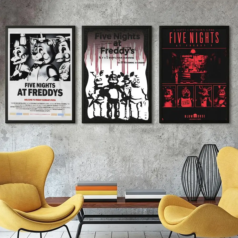 game Five Nights at Freddy's Poster HD Poster Retro Industrial Style Suitable for Living Room Bar Corridor and Gift Giving