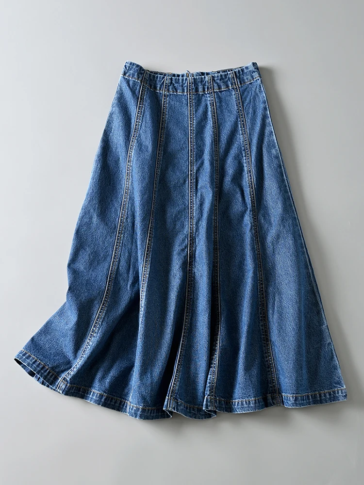 

Джинсовая юбка трапециевидной формы с высокой талией, стеганая винтажная слиповая юбка из 2 предметов, летний заказ, повседневная шикарная женская юбка-миди