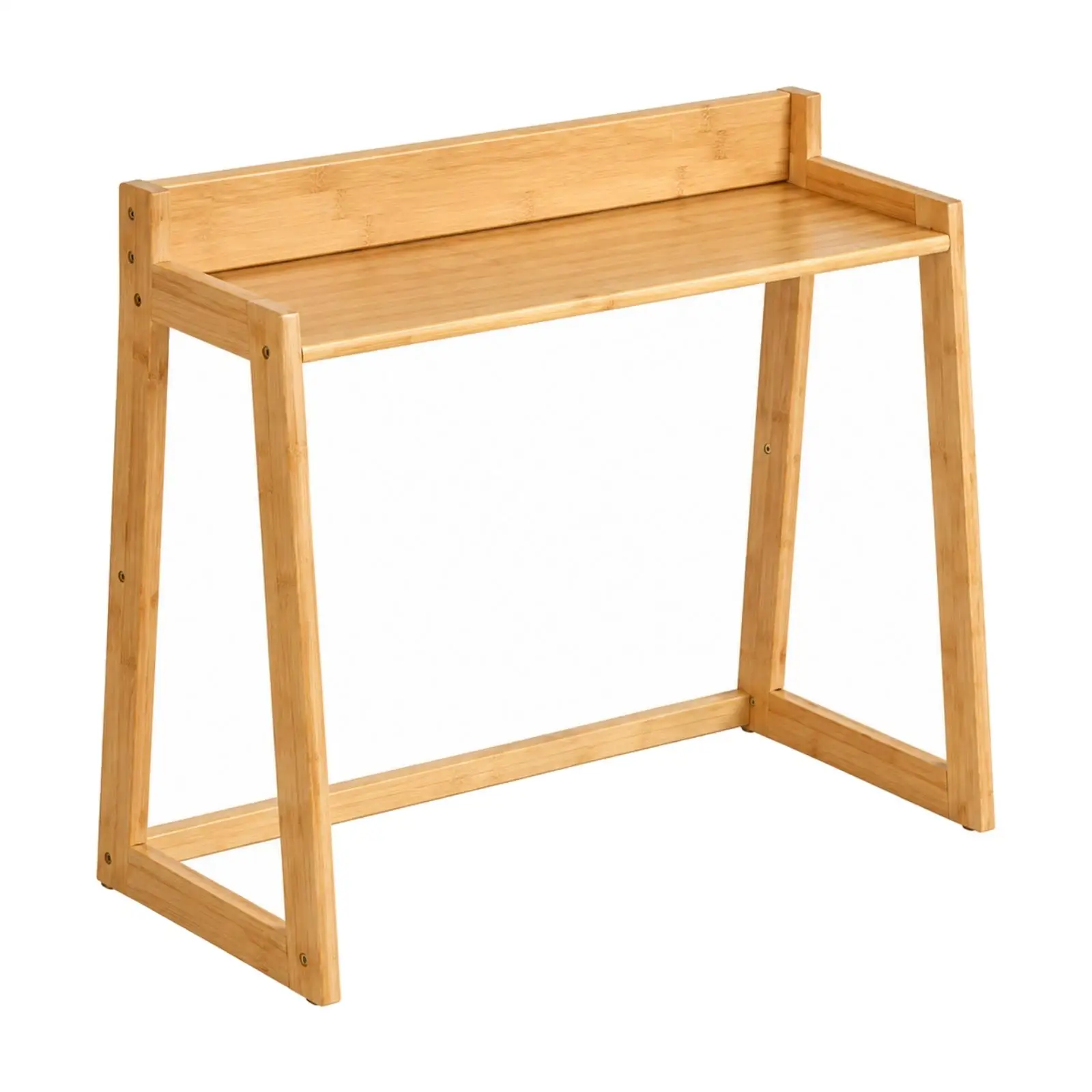 Compact Bamboo Bookshelf Desk Organizer with Raised Backboard for Books Decor Supplies on Table