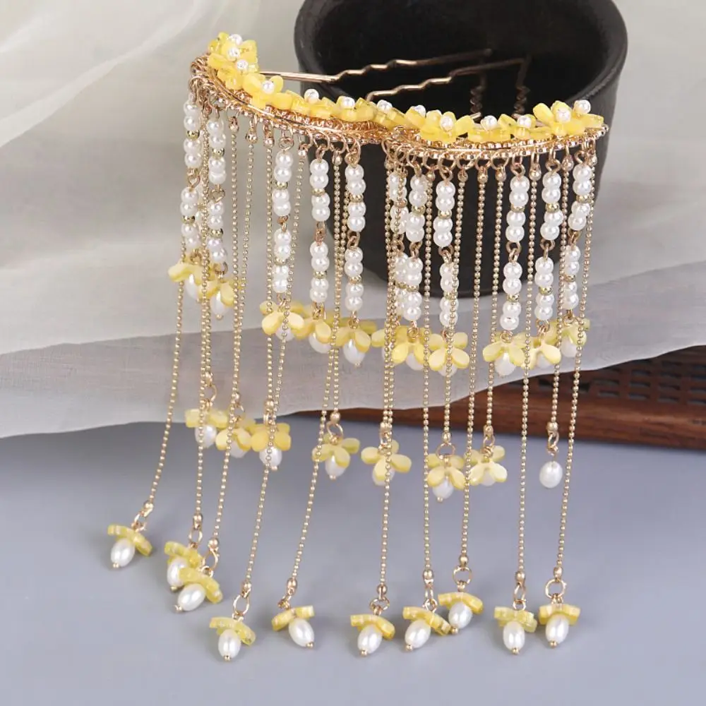 Tassels U-shaped Hair Clip U Shape Antique Style Chinese Style Hair Stick Grab Clip Hanfu Headwear Flower Hairpin Daily