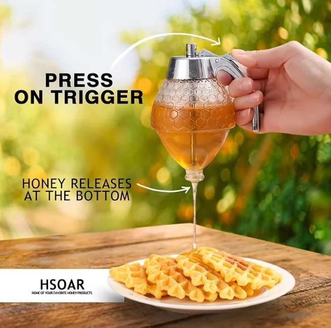 Japanese-Style Acrylic Honey Jar Squeezing Bottle with Tip-End for Honey Candy Paste Pressing Dispenser Specific Pot for Sweeten