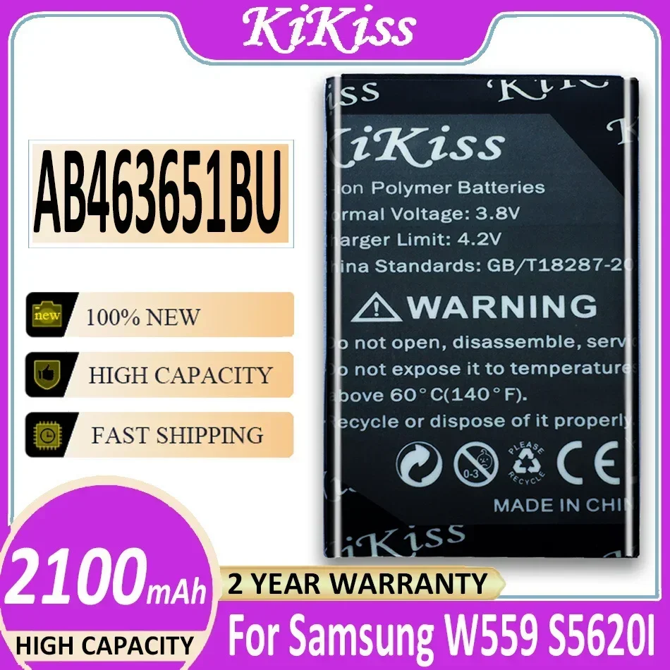 Battery AB463651BU 2100mAh For Samsung W559 S5620I S5630C S5560C C3370 C3200 C3518 J808 F339 S5296 C3322 L708E S5610 Bateria