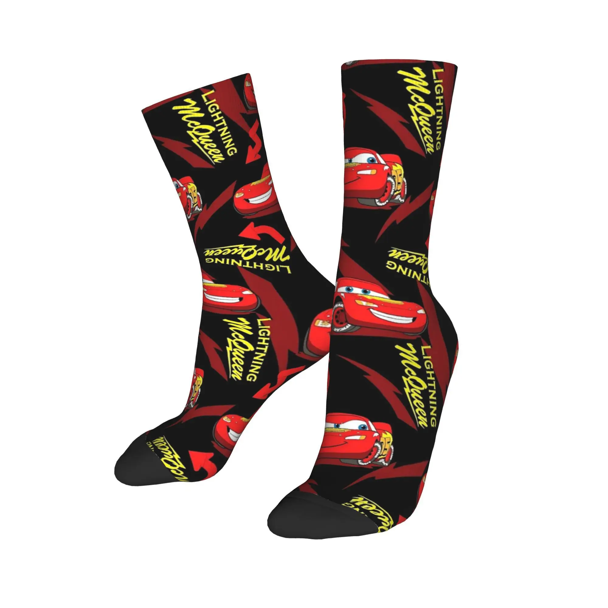 Custom Lightning McQueen Car Race Dress Socks for Men Women Warm Funny Novelty  Crew Socks