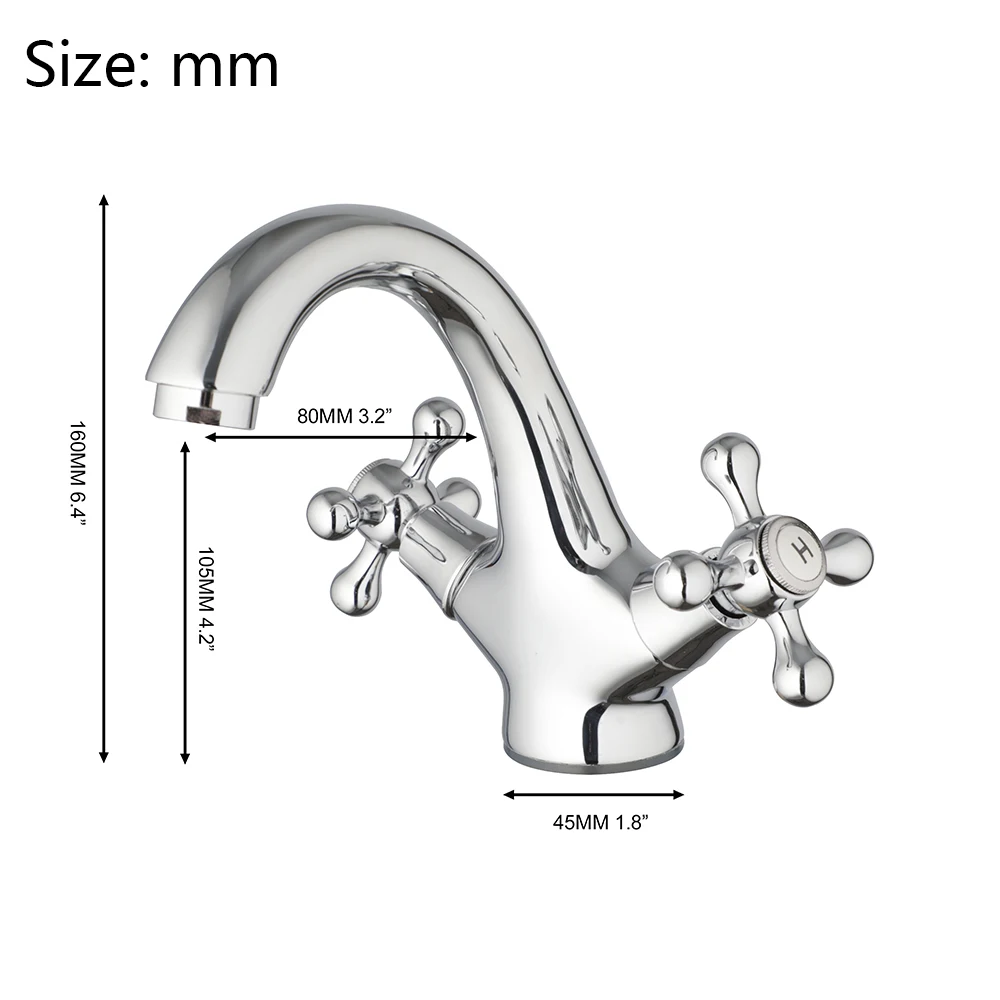 YANKSMART Solid Brass Bathroom Faucet Double Handles Control Chrome Polished Torneira Deck Mount Sink Hot & Cold Mixer Water Tap