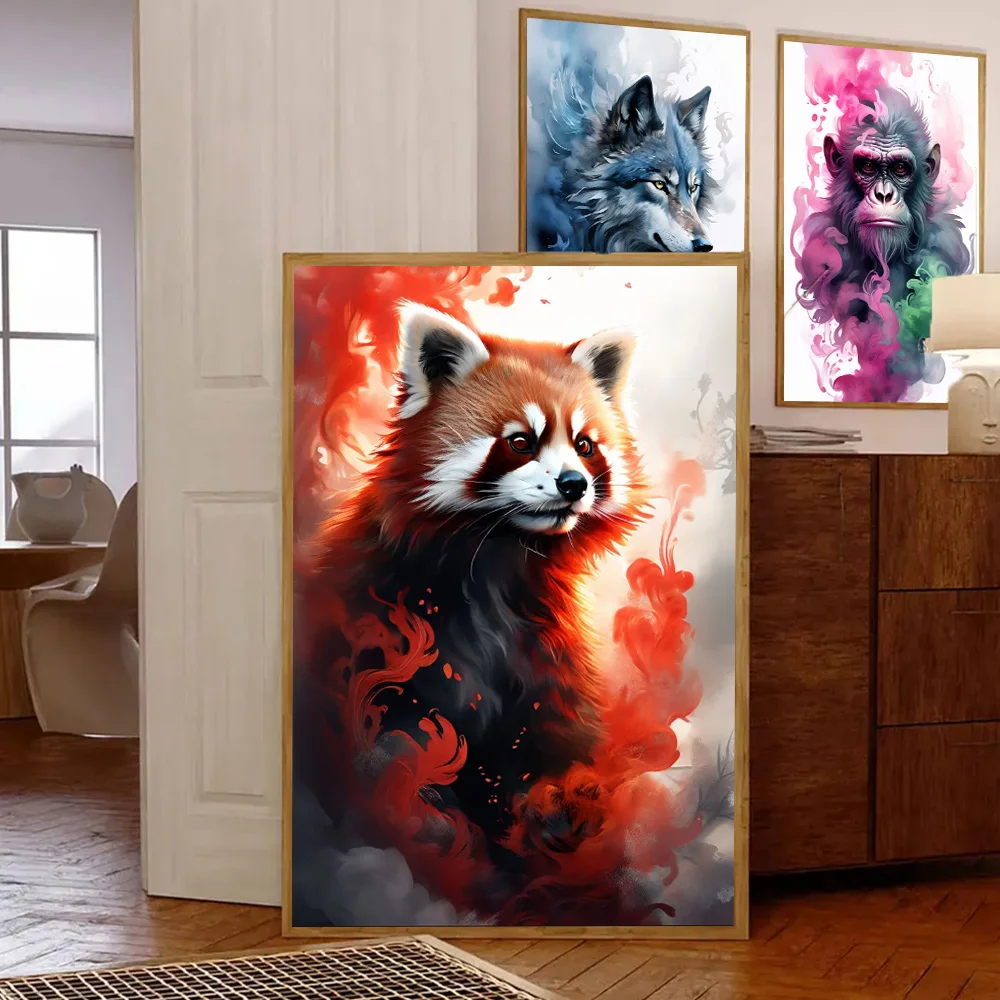 

Dark Fantasy Style Smoke And Lion Fusion Canvas Painting Abstract Watercolor Art Animal Poster Print Living Room Home Decoration