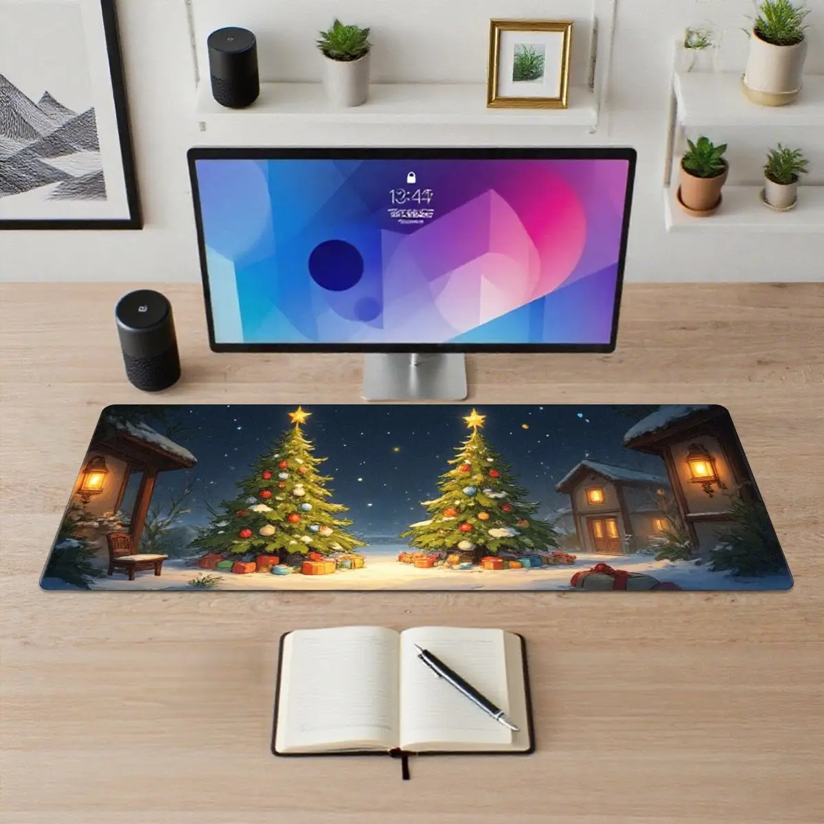 

Decorative Comfortable Christmas Theme Mouse Pad Warm Romantic Winter Scene Snow Christmas Tree for Office Home Enhances Holiday