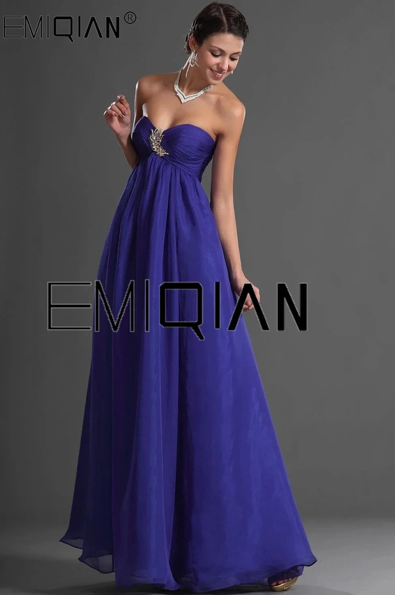 

Lovely Empire Evening Dress Strapless A-line Sweetheart Prom Dress with Brooch