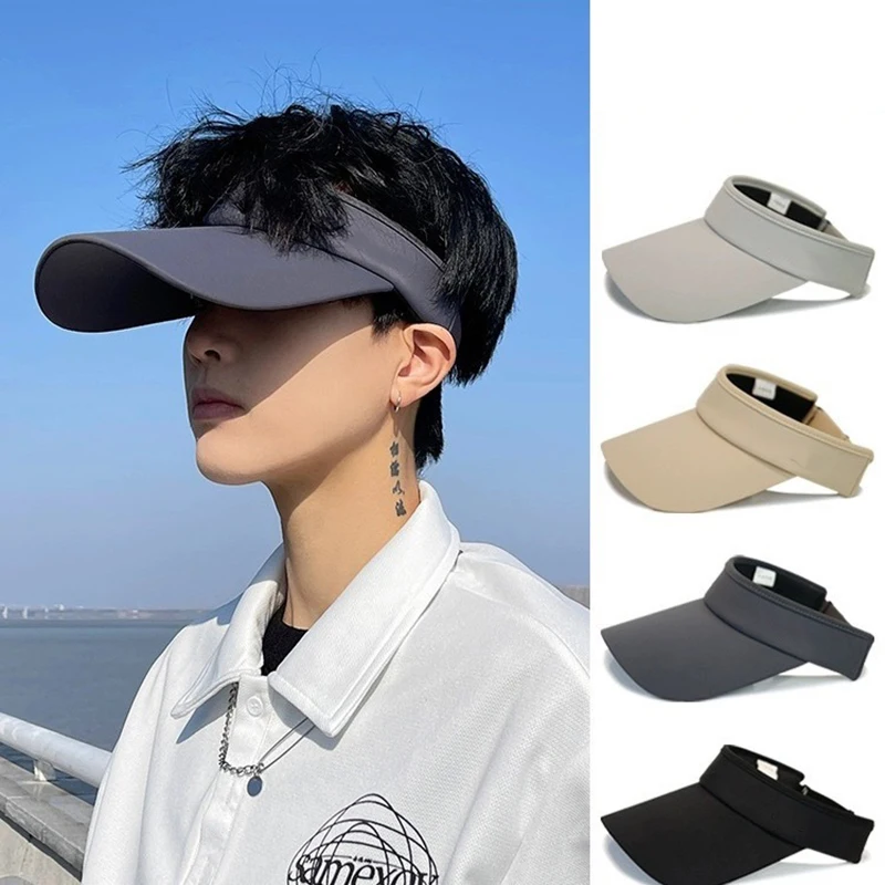 1PC Outdoor Riding Sports Shades Long Brim Ice Silk Sun Hats Men Women Empty Top Baseball Cap Sunscreen Uv Protection Visors