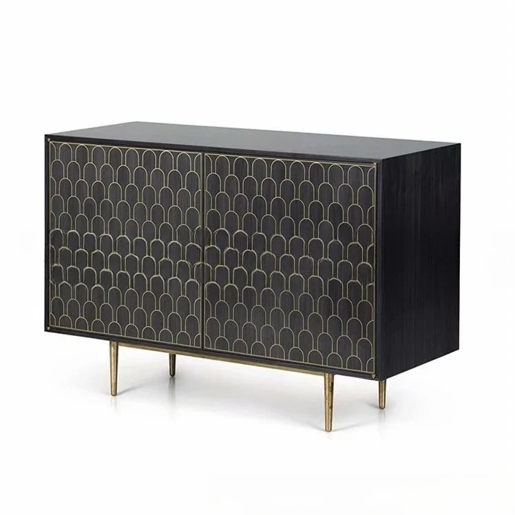 

Light luxury modern entrance cabinet, fashionable display cabinet in the foyer, living room, simple solid wood four-door