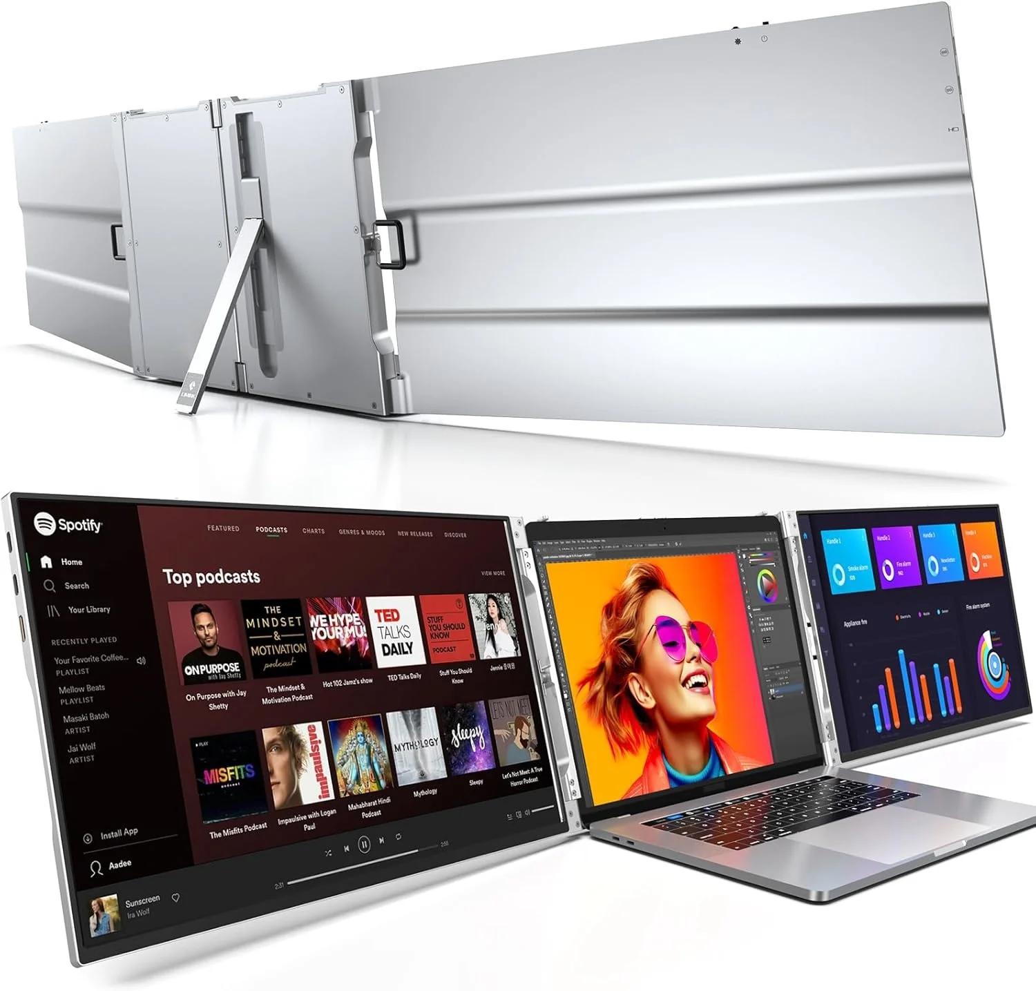 

Портативный 14-дюймовый ноутбук с тройным портативным монитором Бытовая электроника для расширенного экрана