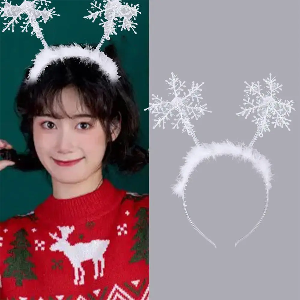 Prop Party Dress Up Snowflower Feather Christmas Decoration Antlers Headband Christmas Headband Female Plush Hair Hoop