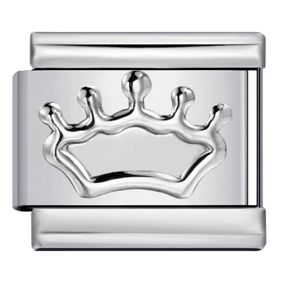 Einfache, farbenfrohe italienische Charm-Verbindungsperlen in Kronenform, passend für 9-mm-Edelstahlarmbänder, zum Selbermachen, modischer Schmuck für Damen und Herren. – Detail 2