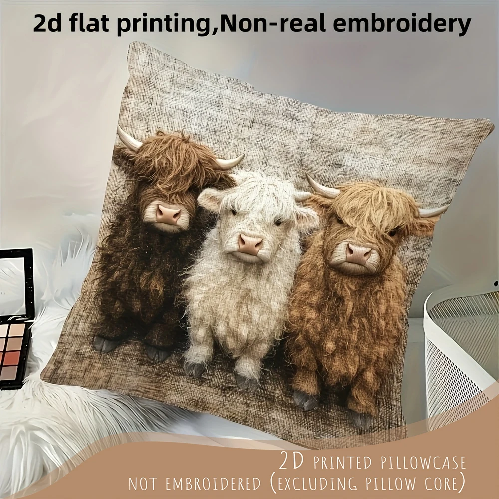 1PC Throw Pillow Cover,Alpaca Llama Couple Print,Cute Cartoon Style,For Sofa Bedroom Couch Home Decor