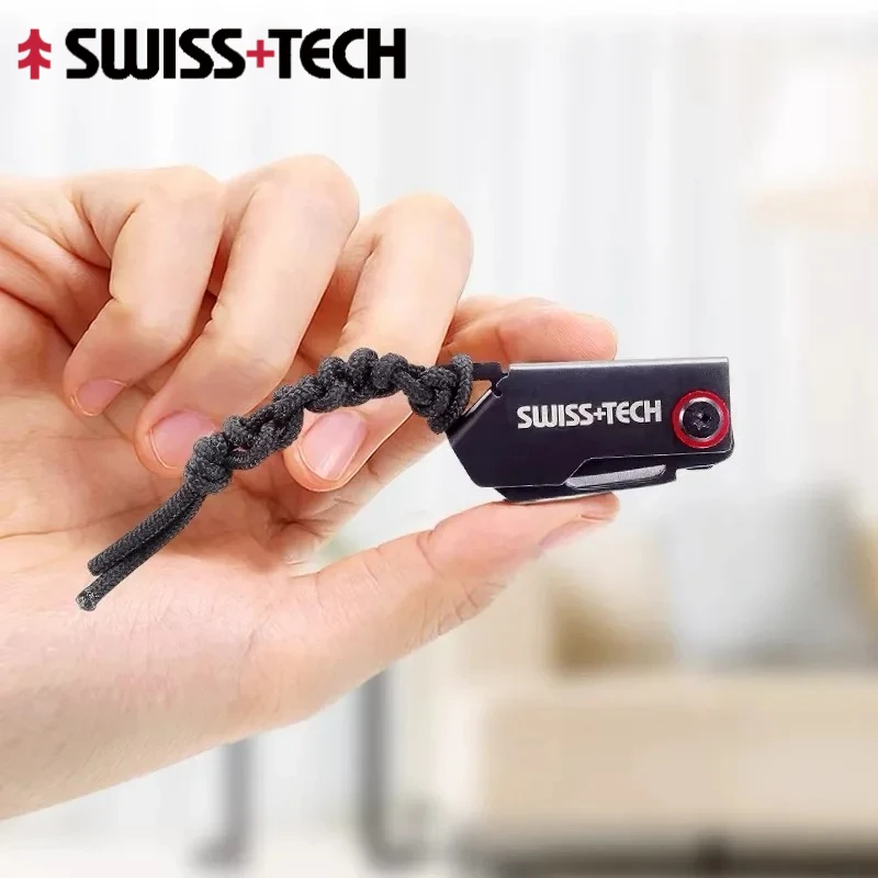 SWISS TECH Mini Pocket Knife Folding Keychain Unpacking Knives Outdoor EDC Knifes Utility Box Cutter with Portable Rope Lanyard