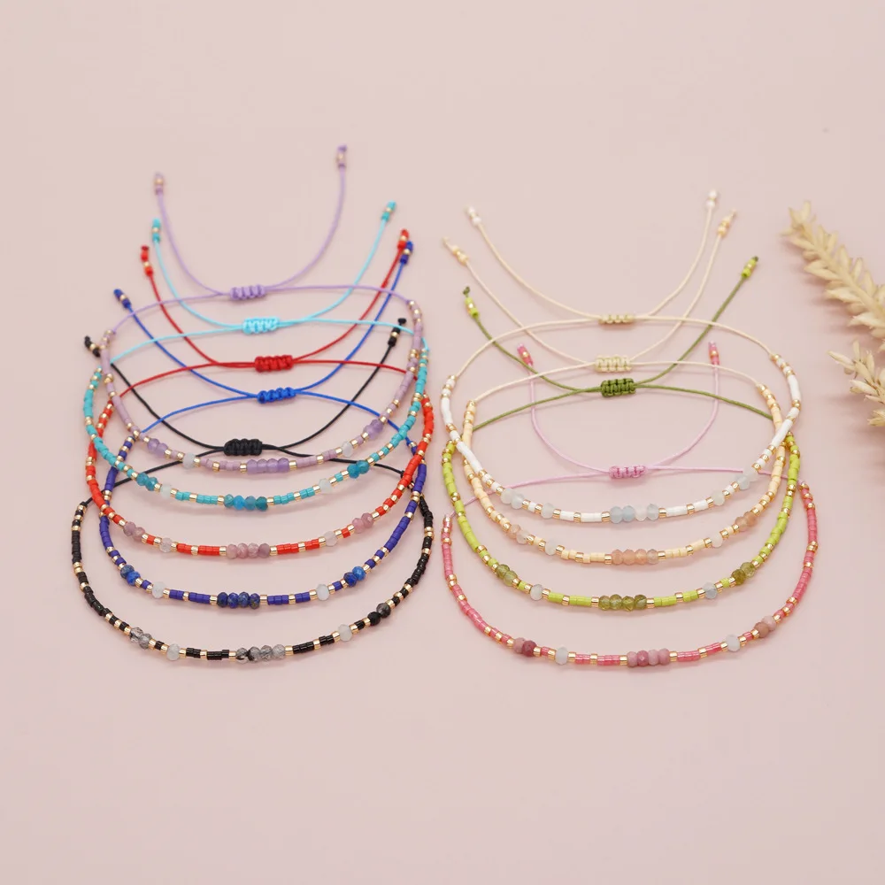 Go2boho-Handmade الزجاج مطرز سوار ، مجوهرات قابل للتعديل ، البوهيمي شفاء كريستال ، الخرز الطاقة ، هدايا عيد ميلاد لها ، Y2K